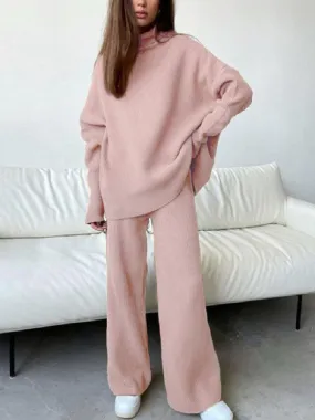 2pcs Plus Size Loose Knit Long Sleeve Sets