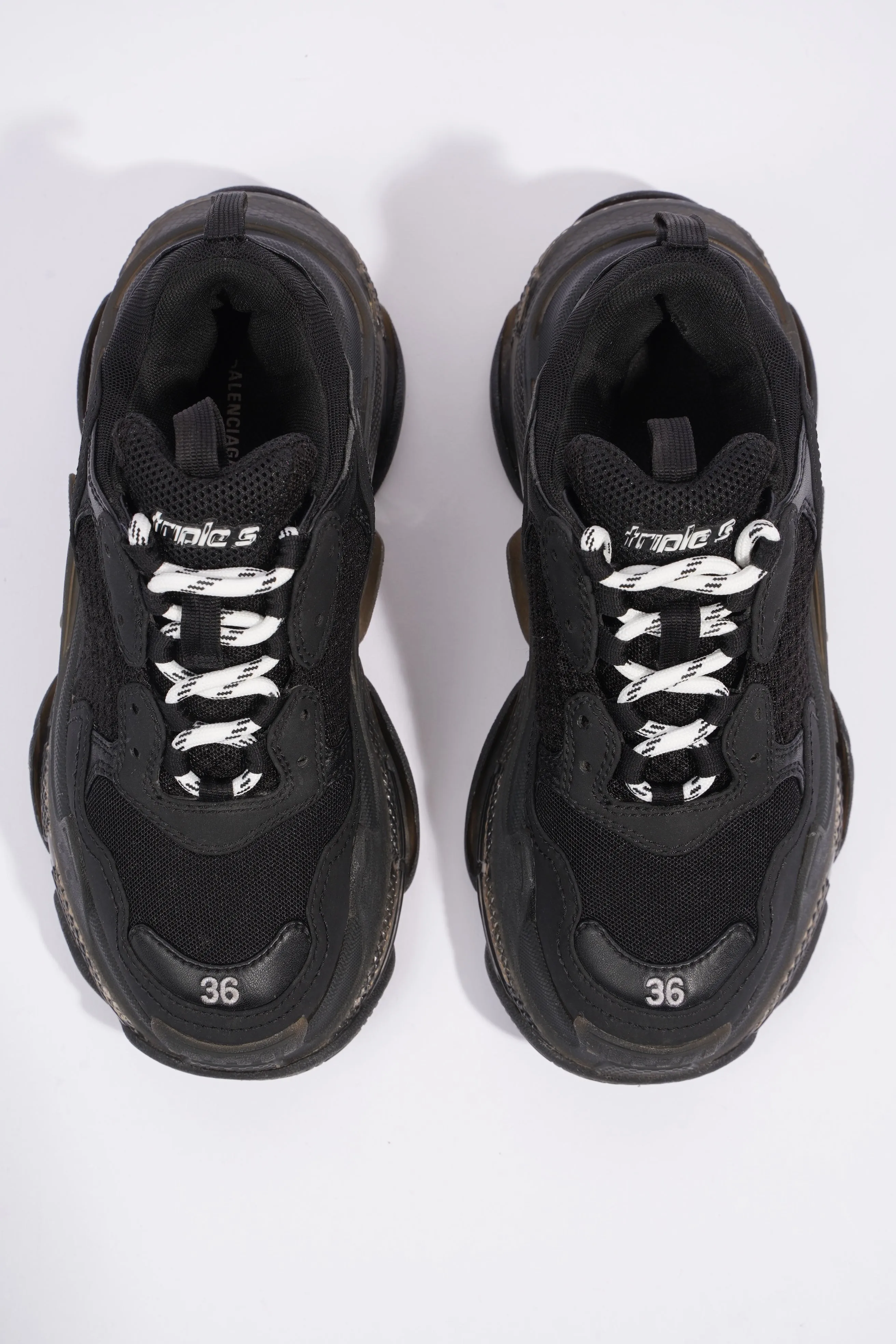 Balenciaga Triple S Clear Sole Black Mesh EU 36 UK 3