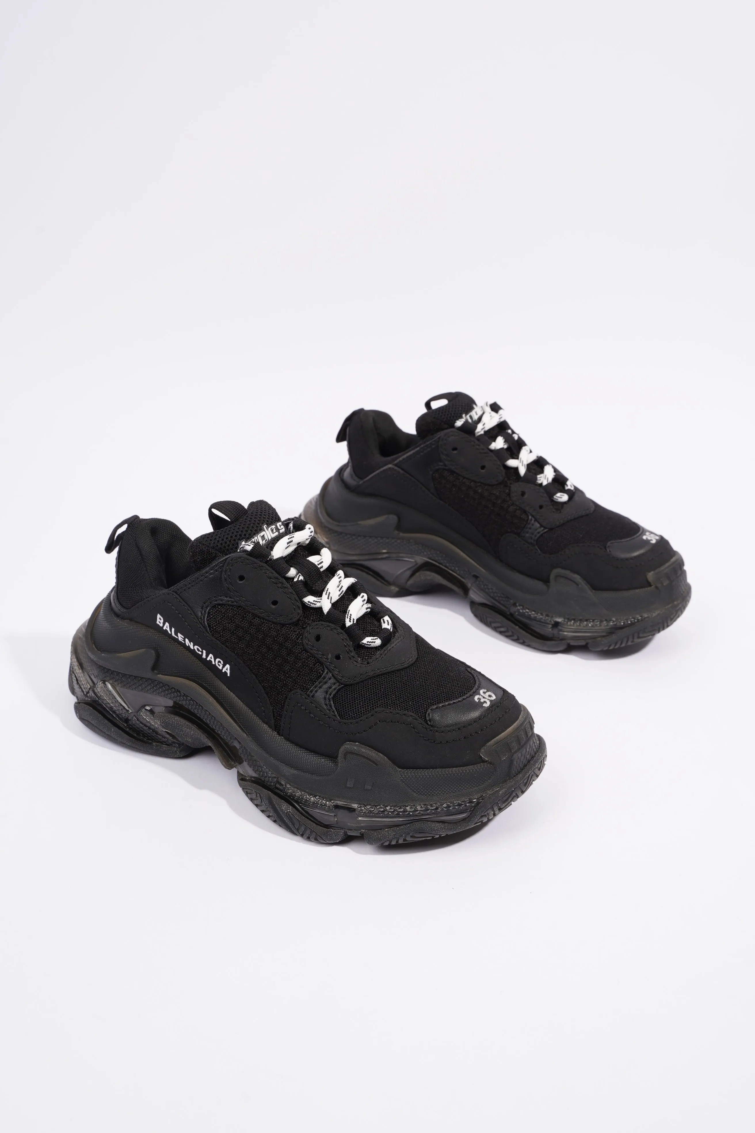 Balenciaga Triple S Clear Sole Black Mesh EU 36 UK 3