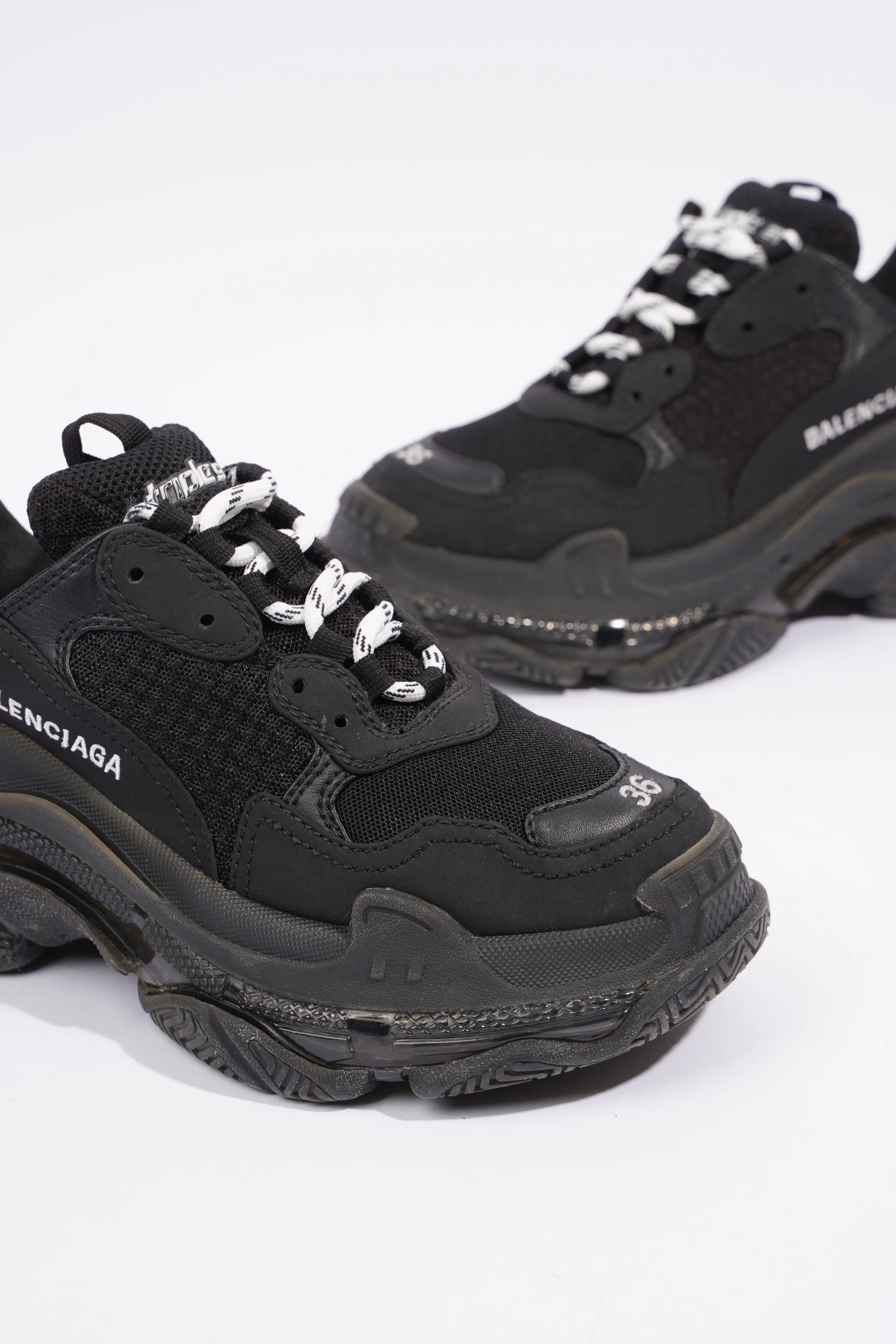 Balenciaga Triple S Clear Sole Black Mesh EU 36 UK 3