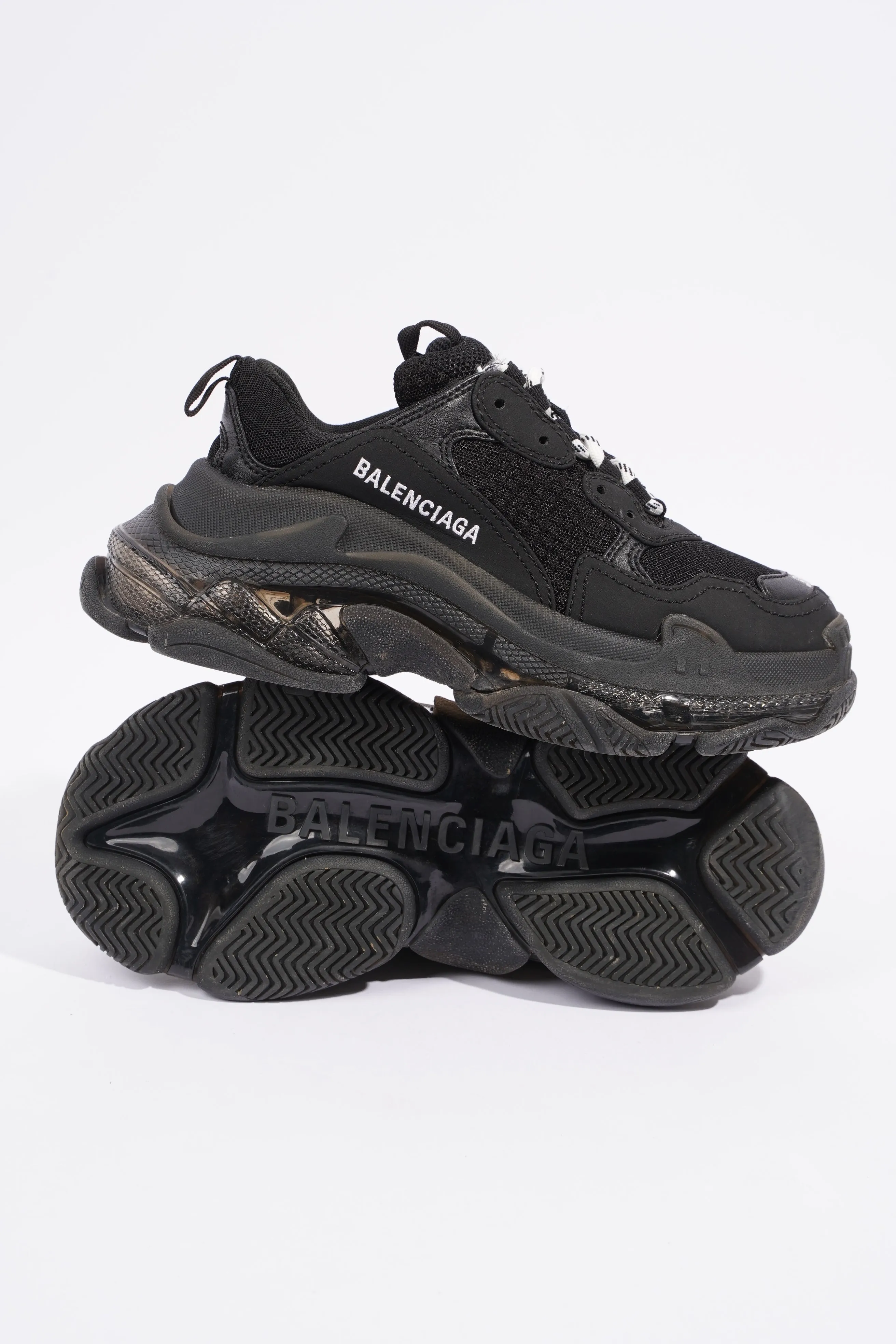 Balenciaga Triple S Clear Sole Black Mesh EU 36 UK 3