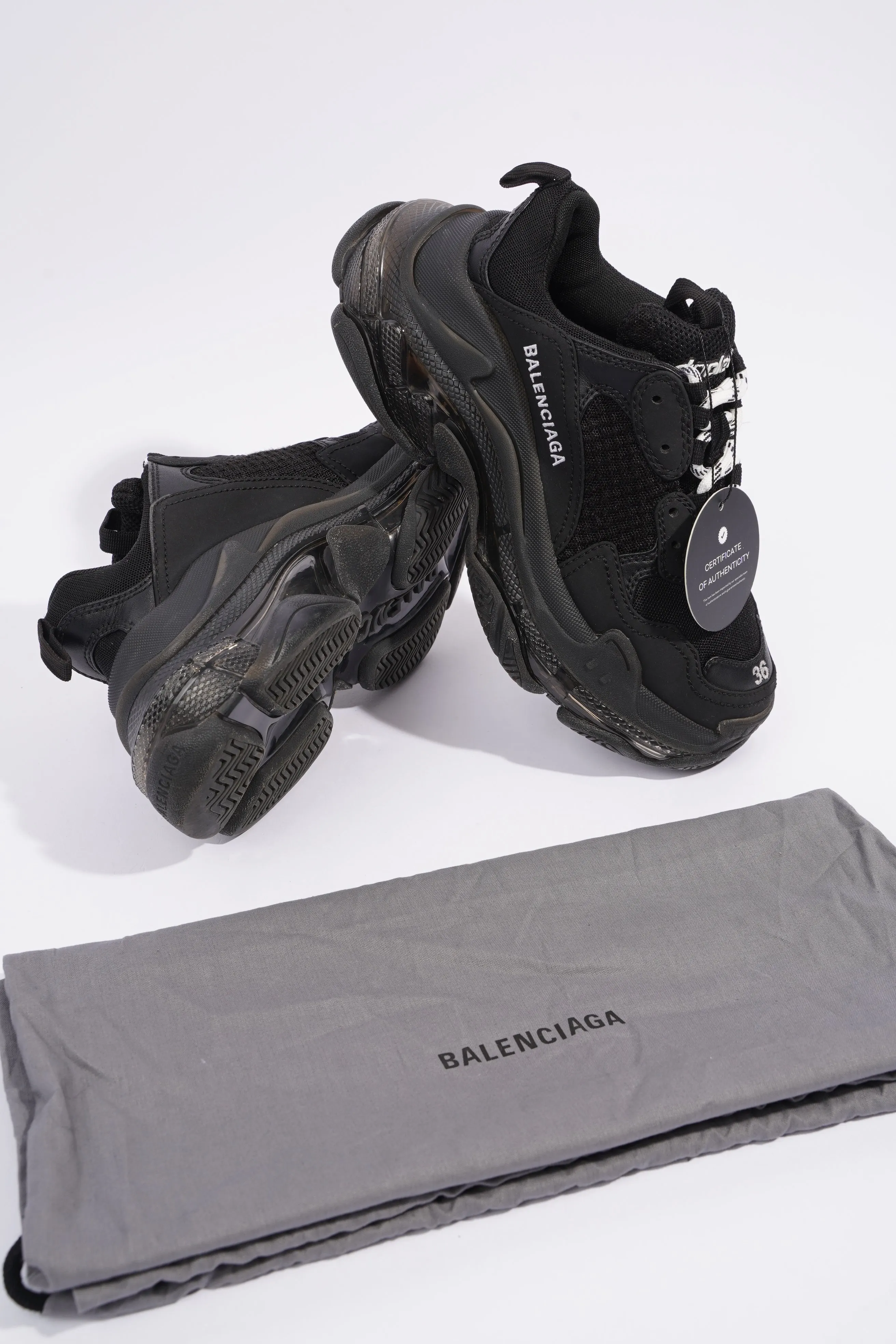 Balenciaga Triple S Clear Sole Black Mesh EU 36 UK 3