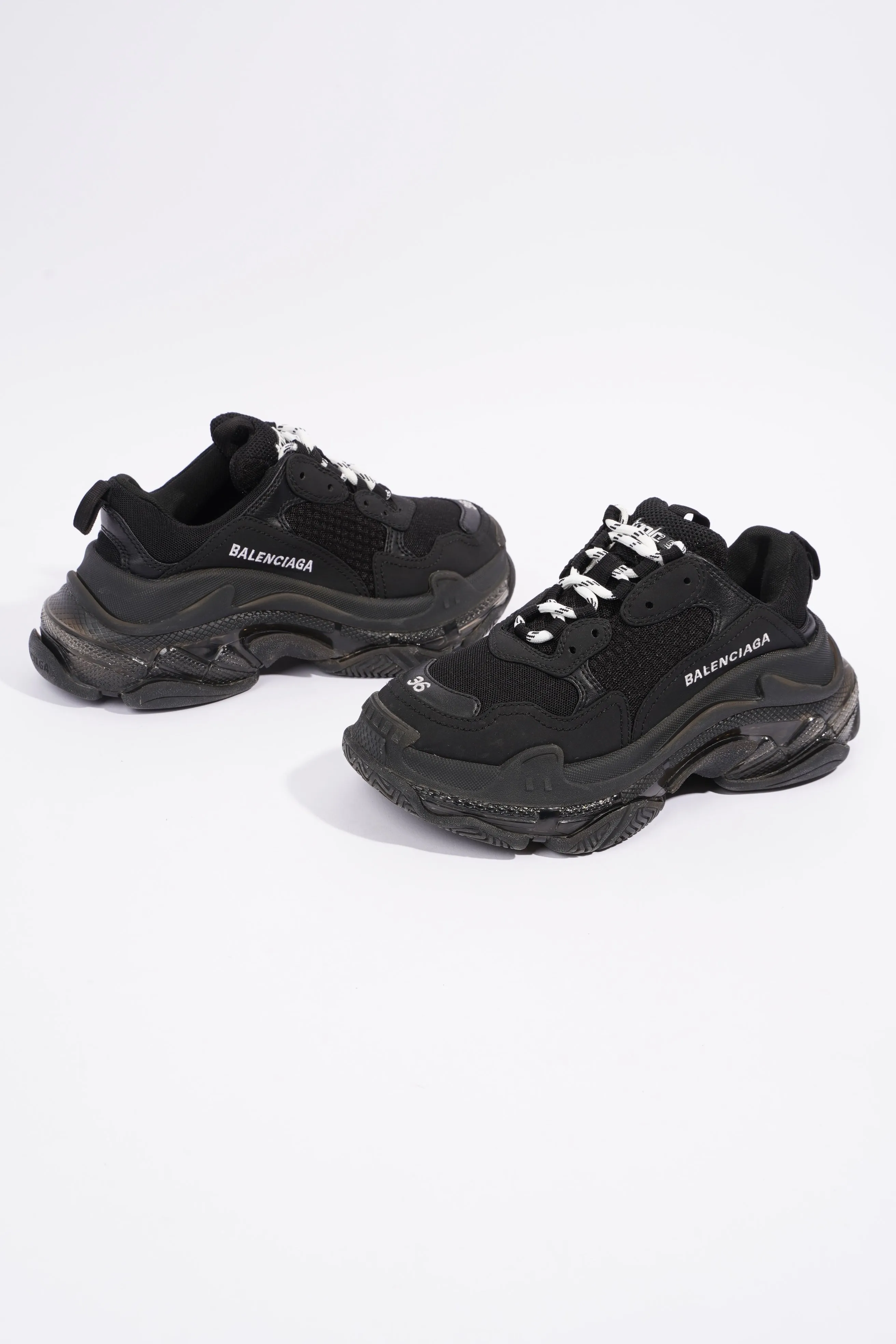 Balenciaga Triple S Clear Sole Black Mesh EU 36 UK 3