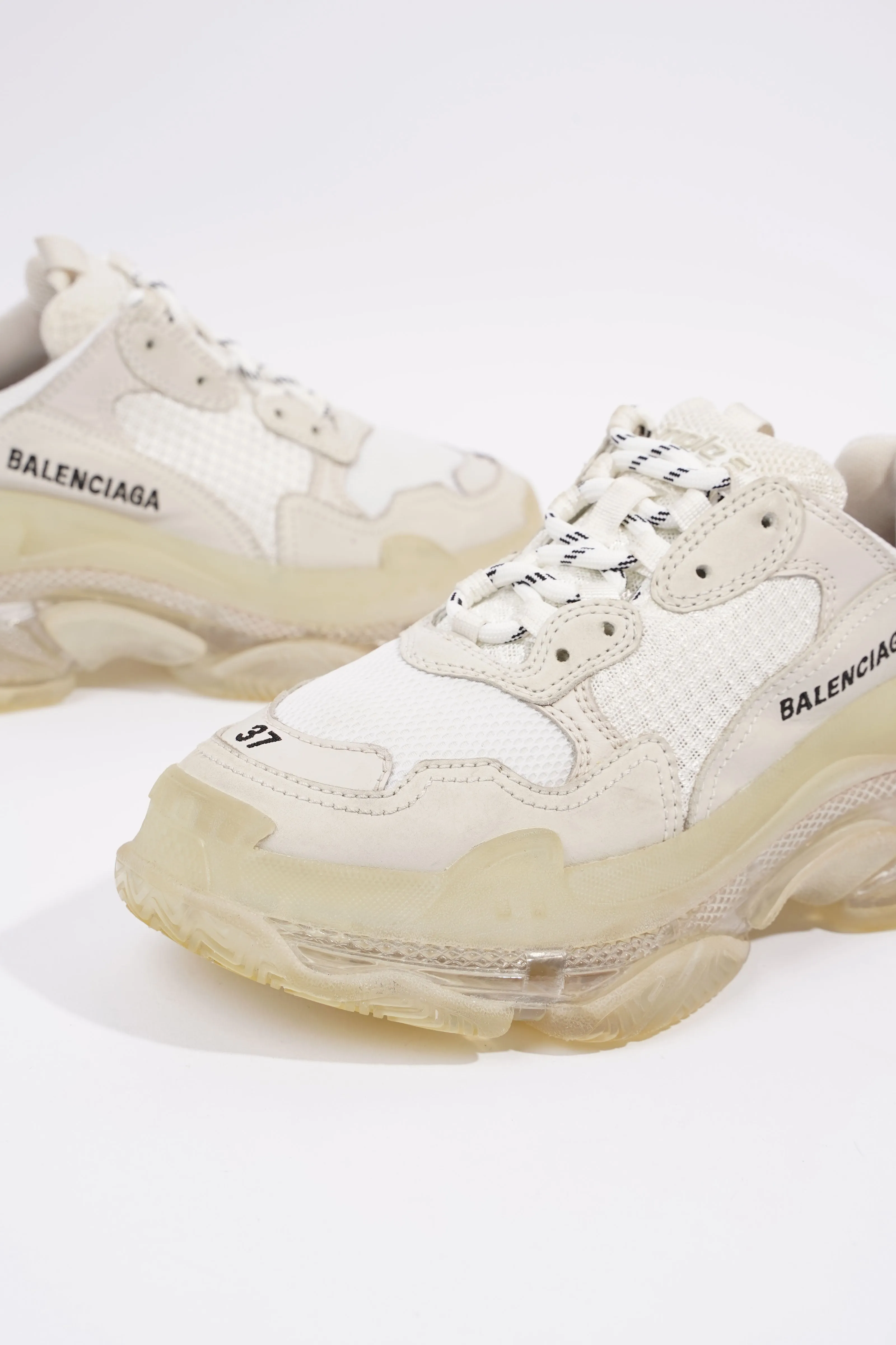 Balenciaga Triple S Clear Sole White Mesh EU 37 UK 4