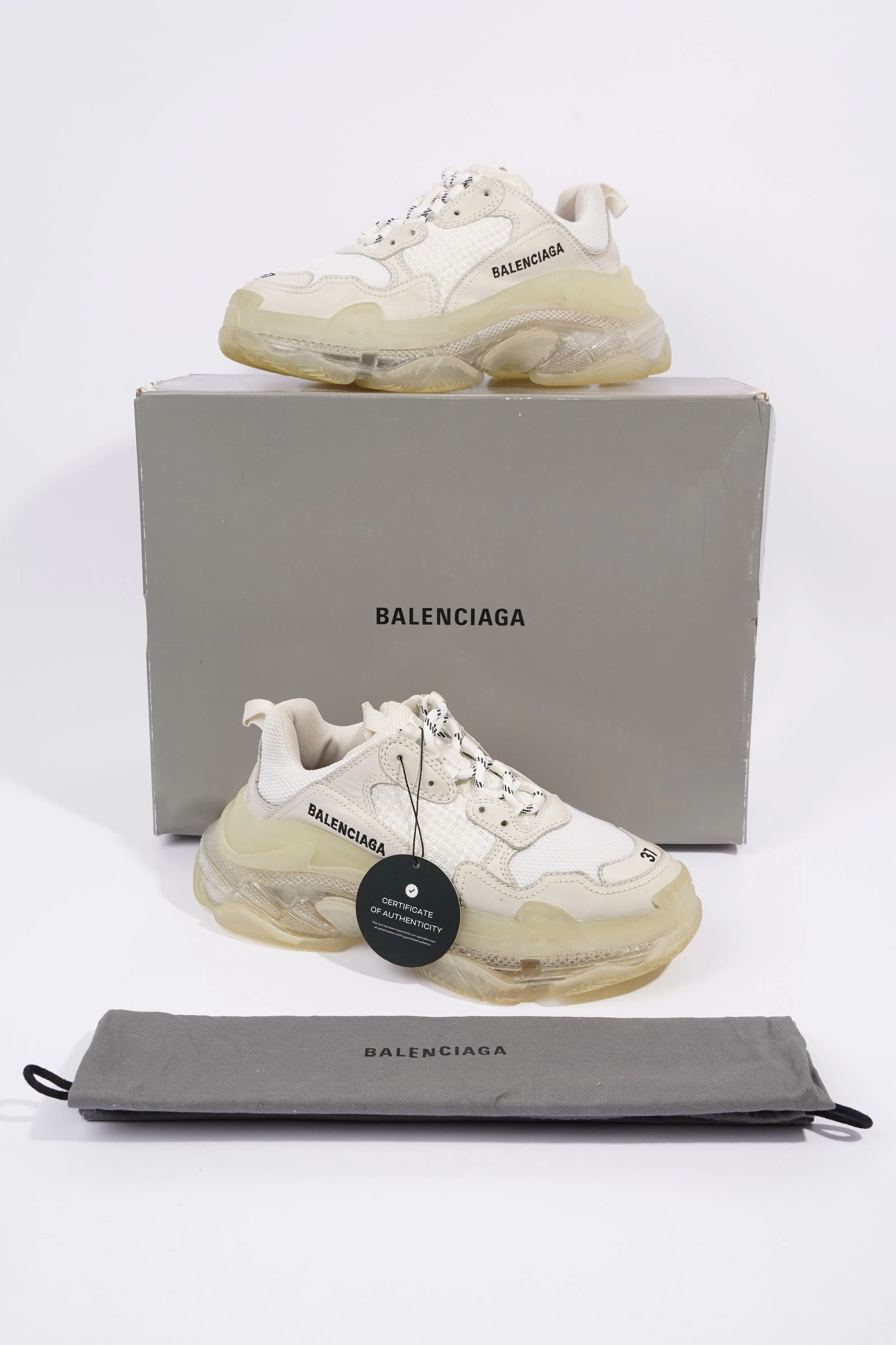 Balenciaga Triple S Clear Sole White Mesh EU 37 UK 4