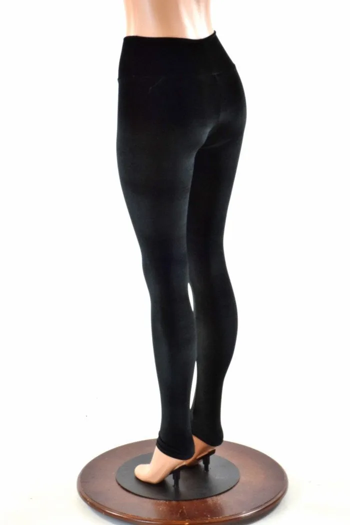 Black Velvet High Waist Leggings