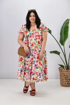 Boho Australia Camellia Joy Midi Dress Multi