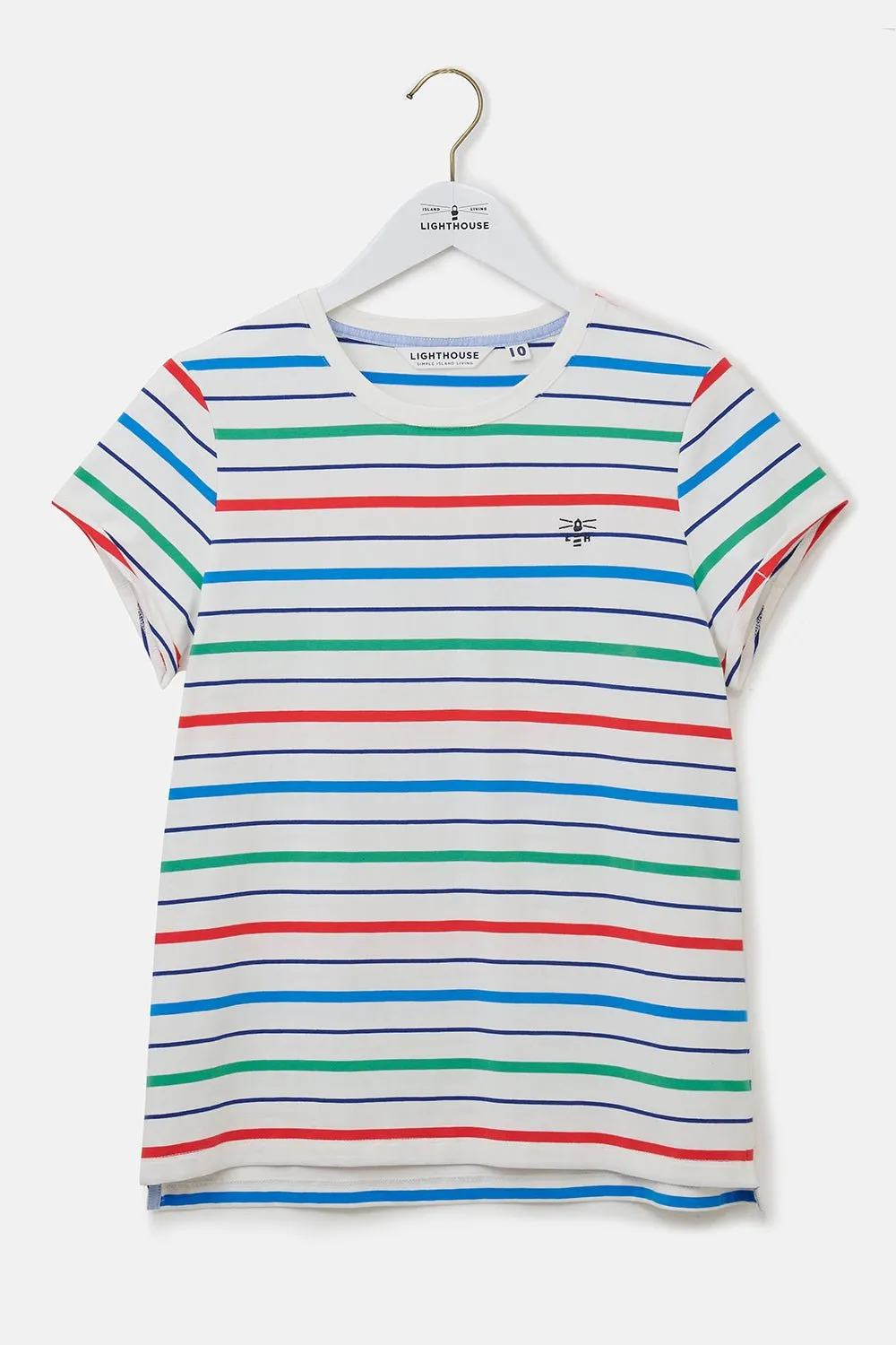 Causeway Tee - Seagrass Blue Poppy Stripe