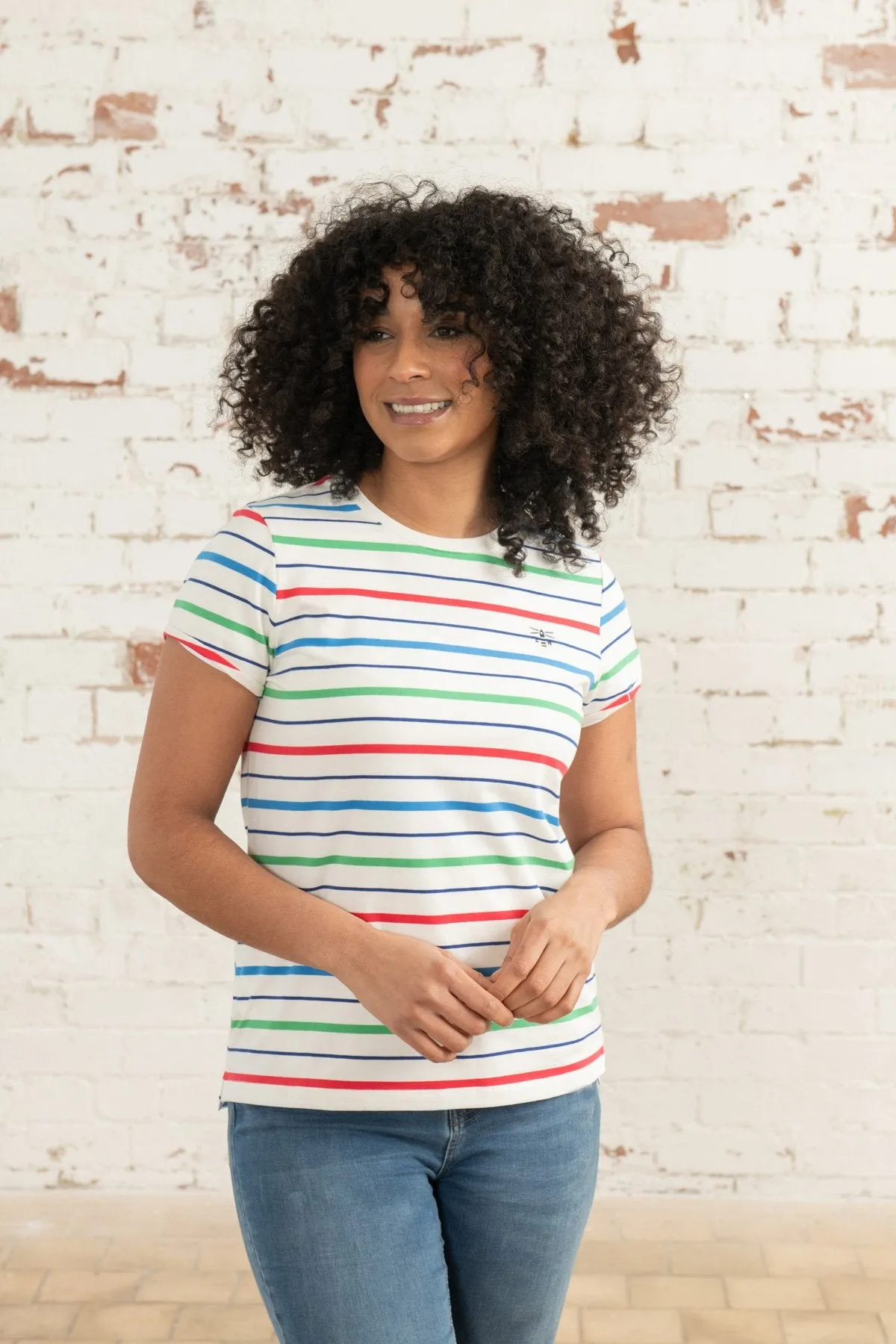 Causeway Tee - Seagrass Blue Poppy Stripe