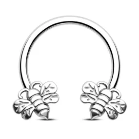 Cute Gold and Silver Bee Horseshoe Septum Ring