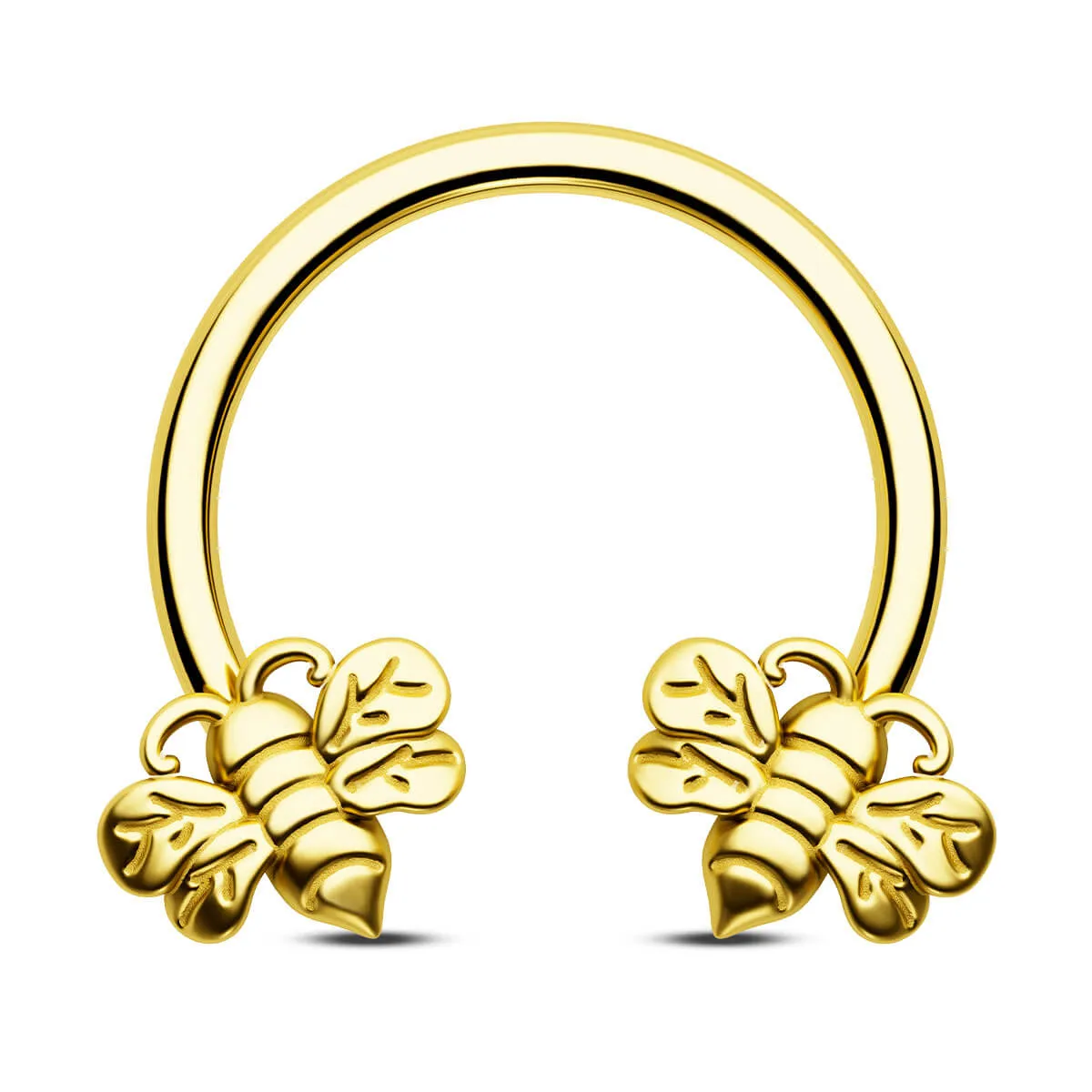 Cute Gold and Silver Bee Horseshoe Septum Ring