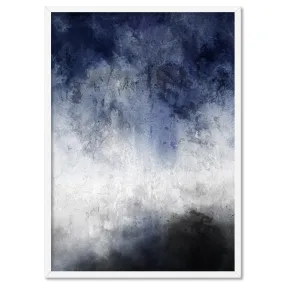 Distressed Black & Blues Abstract I - Art Print