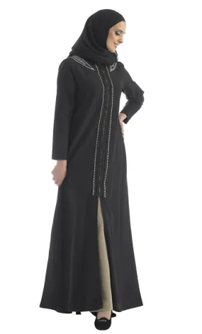 Embroidered trims detail A line abaya dress with Pant set