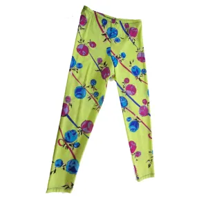 EMILIO PUCCI Chartreuse Spandex Floral Leggings Size Large