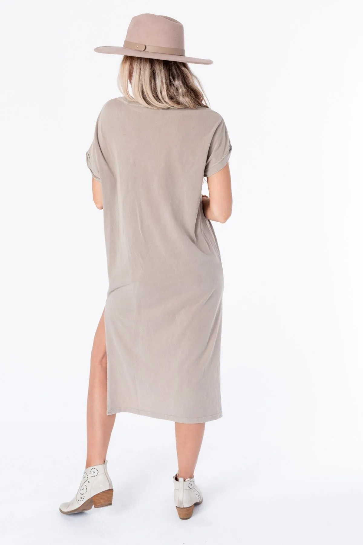 Free Bird Tee Dress - Khaki