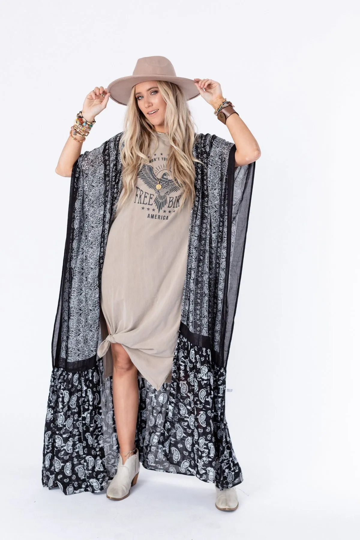 Free Bird Tee Dress - Khaki