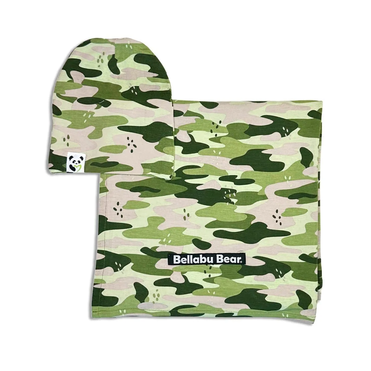 Green Camo Bamboo Swaddle & Beanie Set