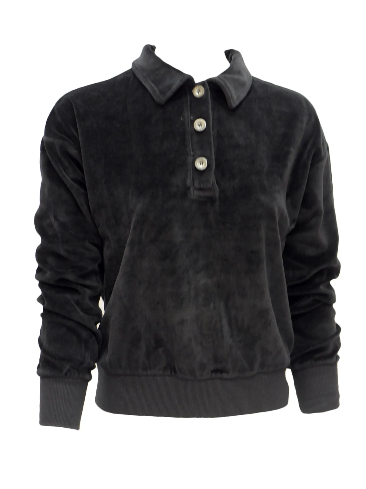 Hard Tail Velour Polo Pullover Top (V-228)