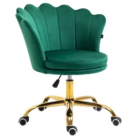 Hepburn Scalloped Swivel Chair (Green Velvet)