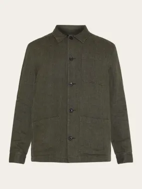 Herringbone linen overshirt - GOTS/Vegan - Burned Olive