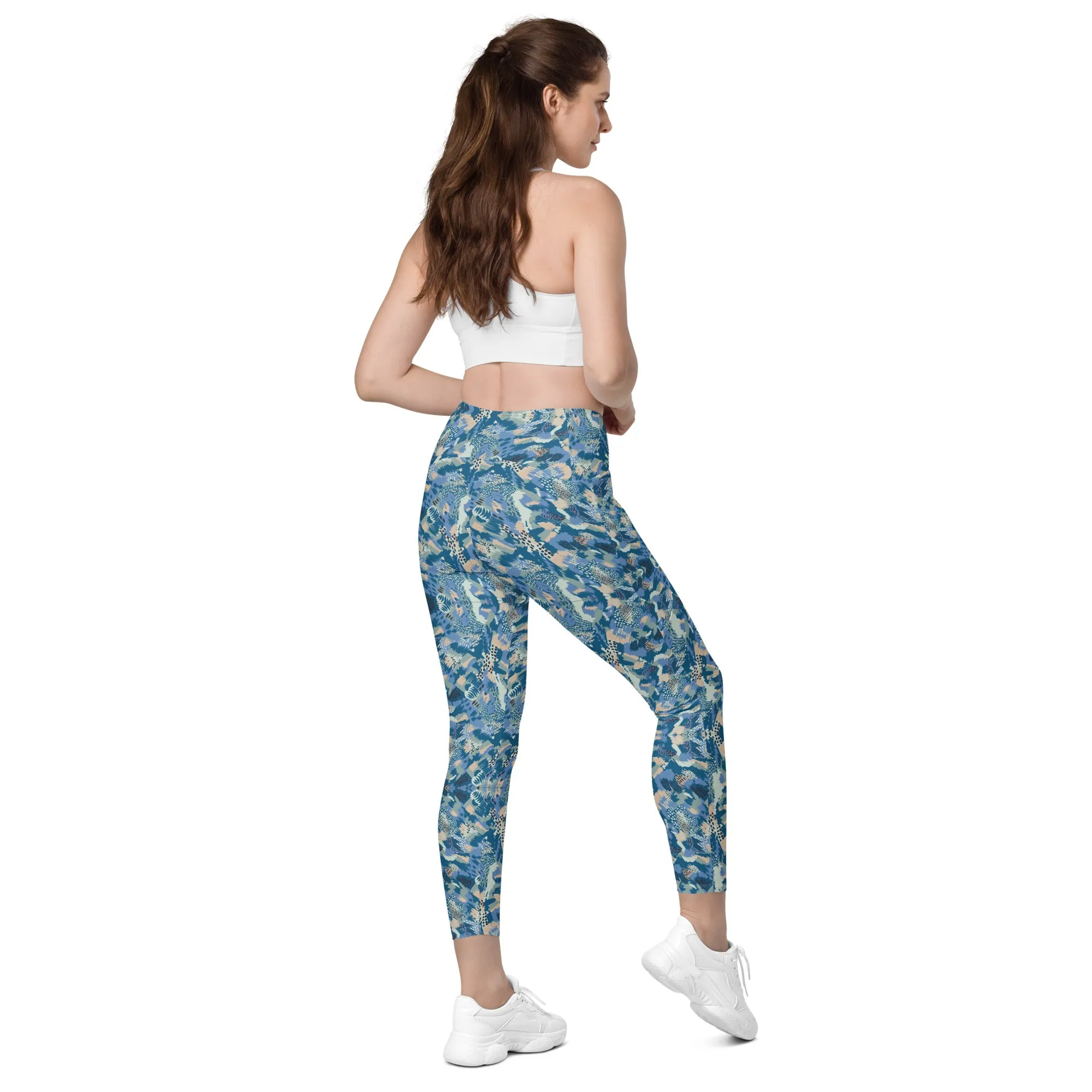 inspiration Jubilee Blue Crossover leggings with large side pockets