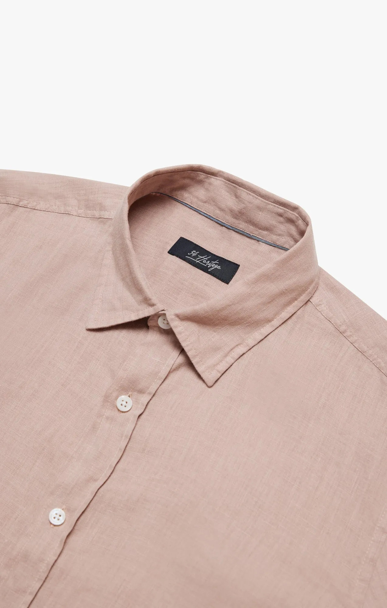 Linen Short Sleeve Shirt In Fawn