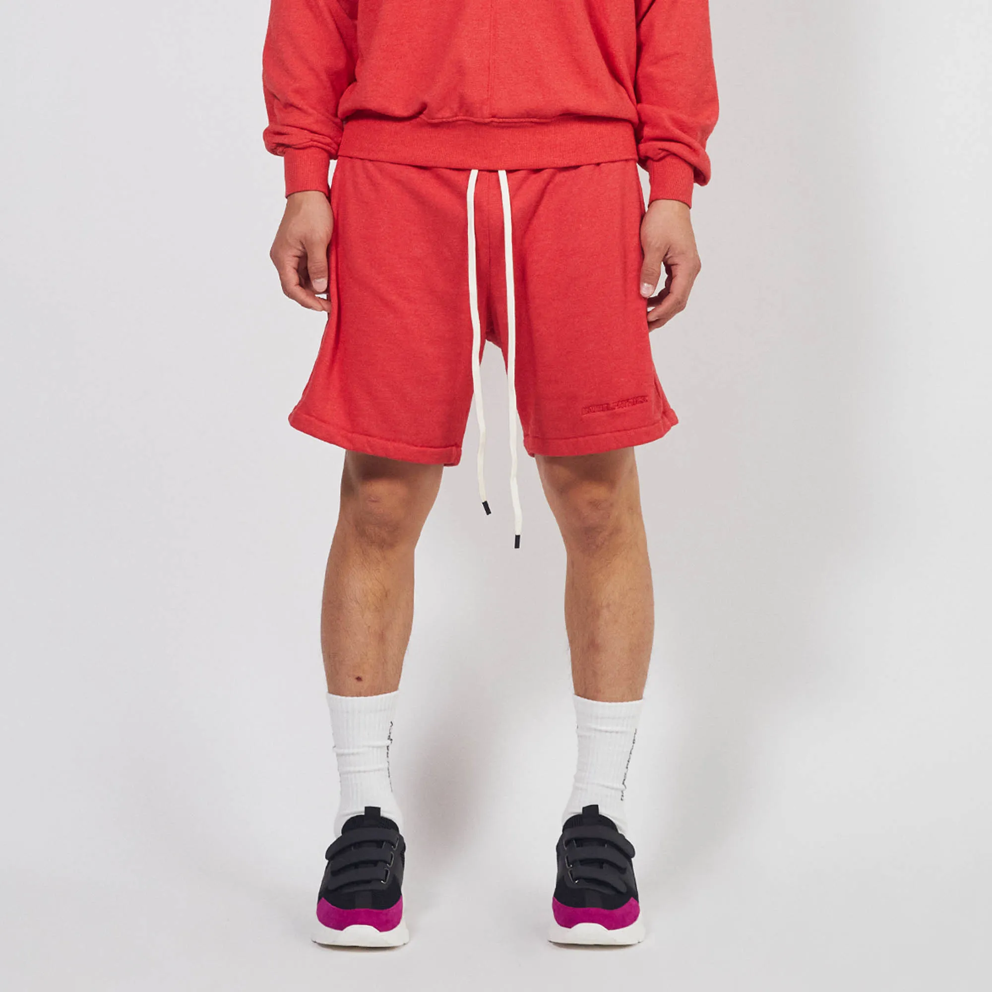 loop terry standard sweatshort / red heather