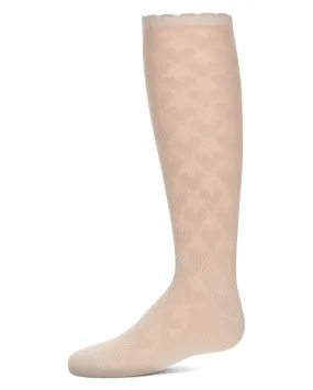 MeMoi Open Work Heart Knee High Socks