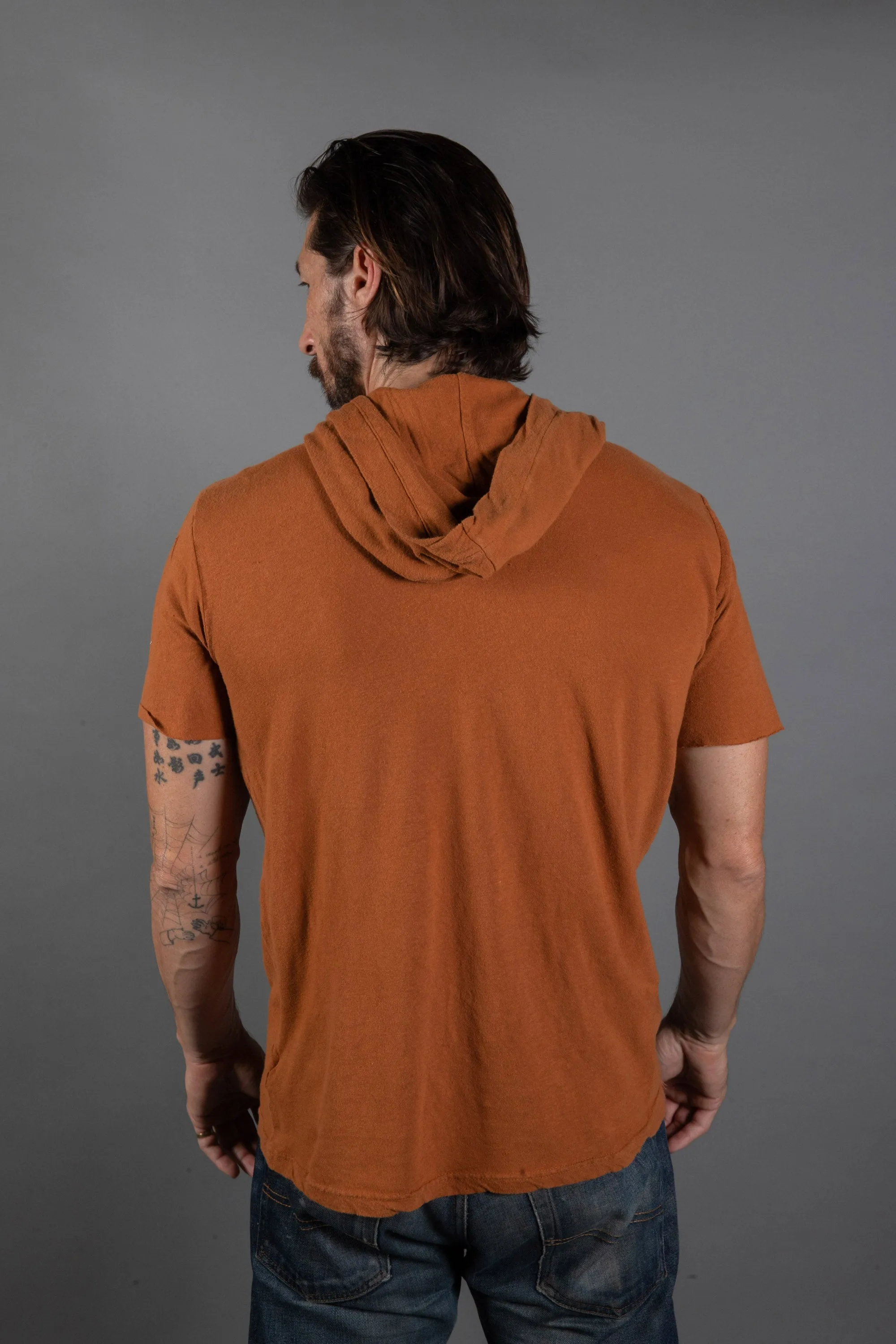 Men's Linen Blend Short Sleeve Hoodie