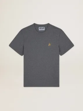 Men's mélange gray T-shirt with gold star on the front