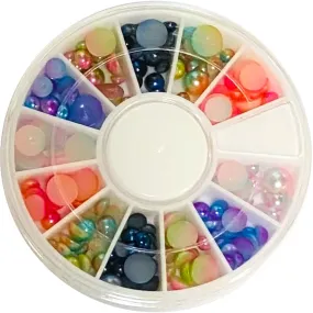 Mixed Colour Half Pearls Nail Art Decoration Wheel ZJPGB-23