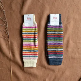 Organic Wool Plush Rainbow Legwarmers (Child 1-5y )