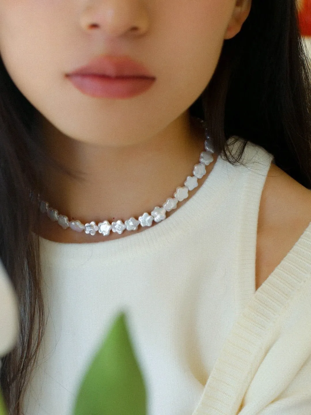 Peach Blossom-shaped Baroque Pearls Necklace