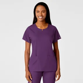 PRO Women's 4 Pocket Notch Neck Scrub Top - Eggplant