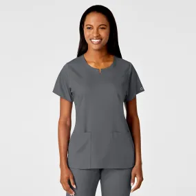 PRO Women's 4 Pocket Notch Neck Scrub Top - Pewter