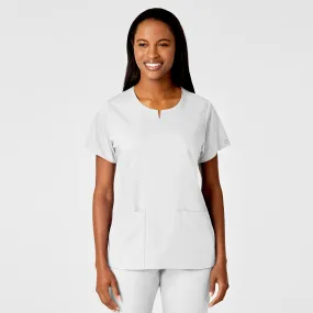 PRO Women's 4 Pocket Notch Neck Scrub Top - White