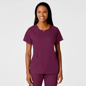 PRO Women's 4 Pocket Notch Neck Scrub Top - Wine