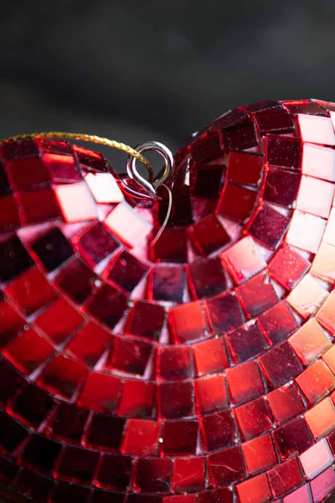 Red Disco Heart Christmas Tree Decoration