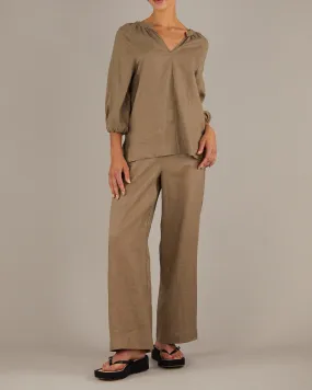 Telopea Linen Blouse - Khaki