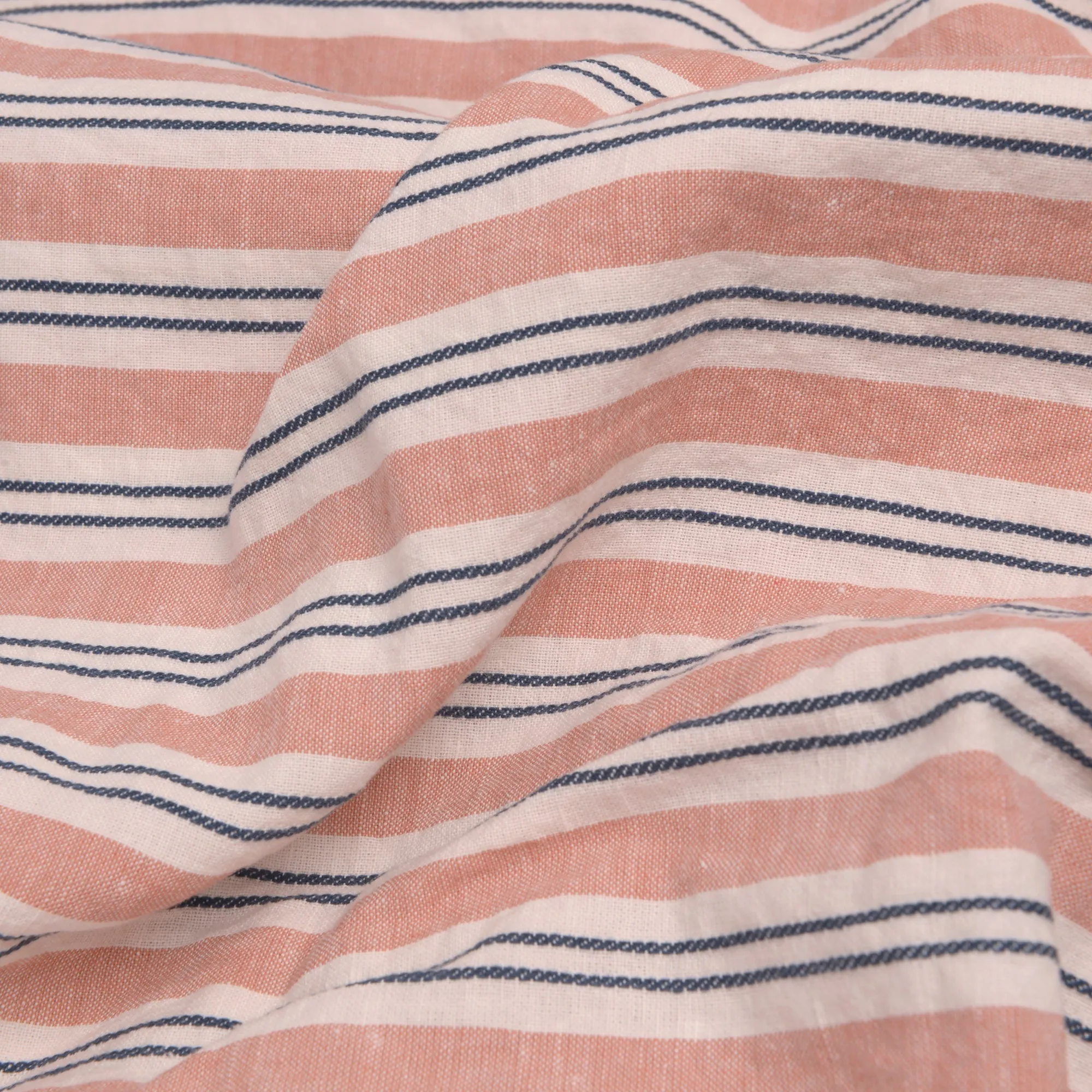 Warm Clay Somerley Stripe Linen Blend Flat Sheet